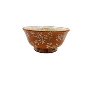Temptations by tara Floral Lace 24 ounce Cereal Soup Bowl Orange White